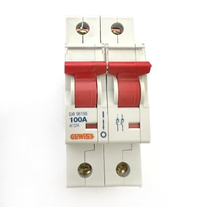 Gewiss GW96198 100A 100 Amp 2 Double Pole Isolator Main Switch Disconnector